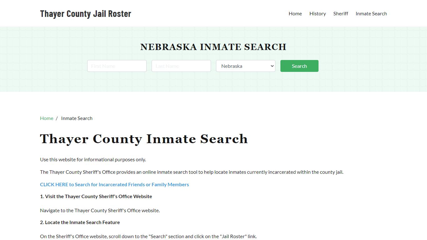 Thayer County, NE Detainee Lookup