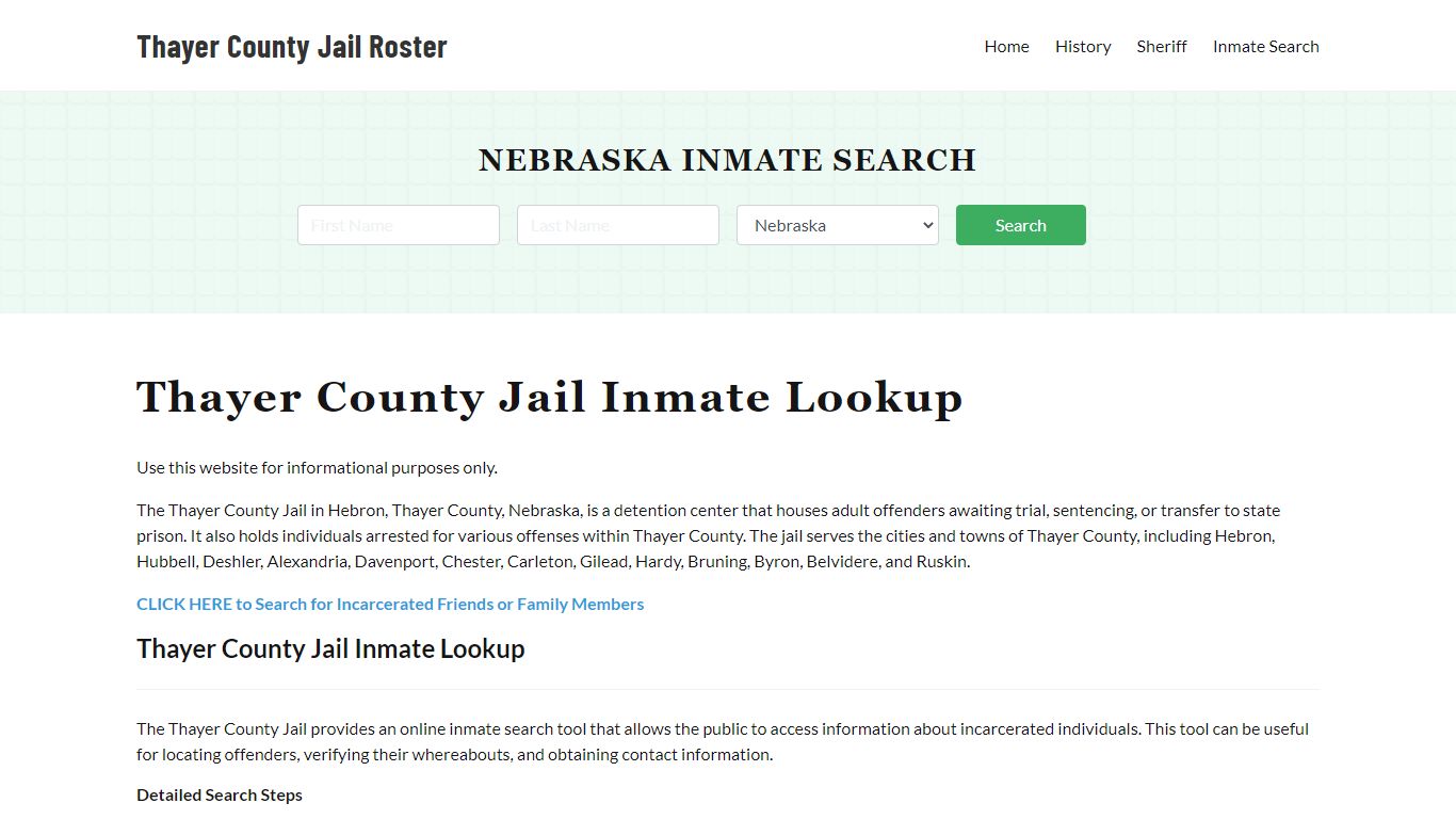 Thayer County Jail Roster Lookup, NE, Inmate Search