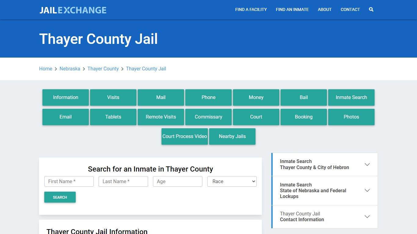 Thayer County Jail Roster Lookup, NE, Inmate Search